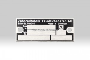 Typenschild Lenkgetriebe ZF blanko