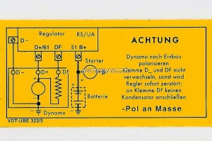 Aufkleber Regler Gleichstromlichtmaschine 6 Volt